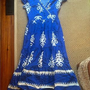 Blue and White Midi Dress